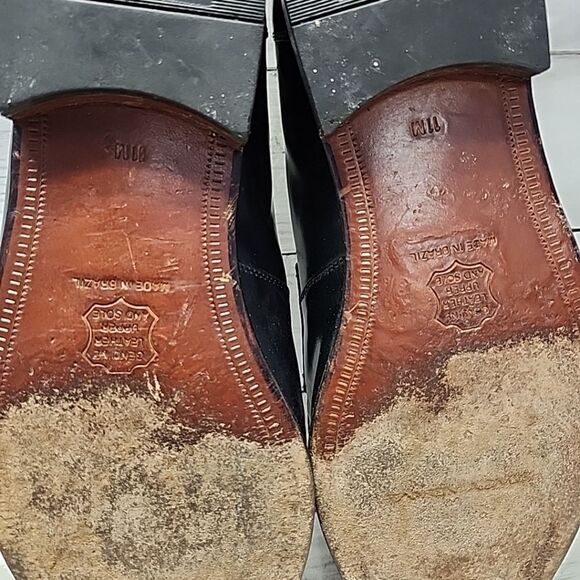 Stacy Adams Mens Leather Kiltie Tassel Dress Shoes Sz 11M Black Slip On - Picture 11 of 11